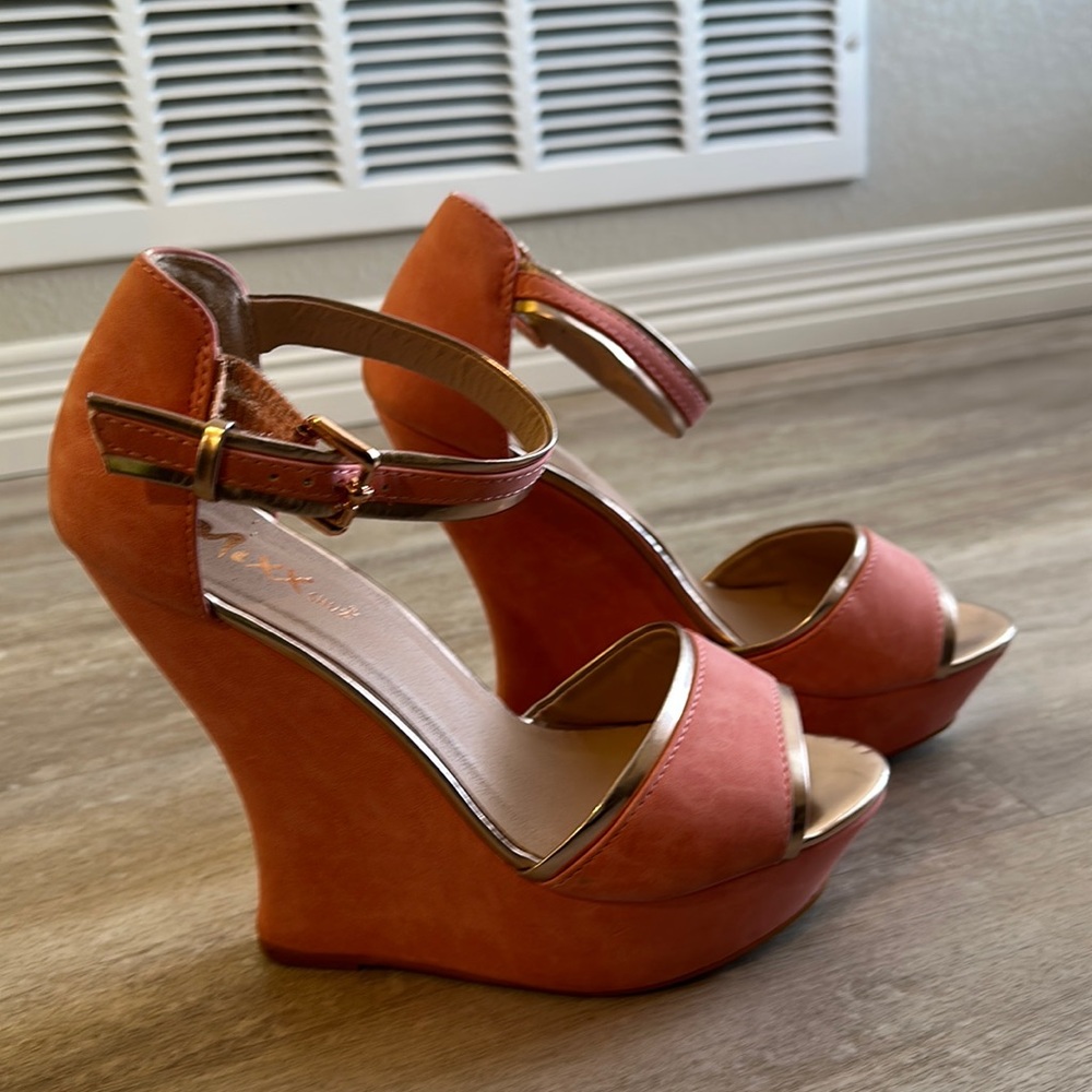 Light Pink Suede Wedges